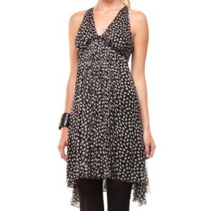 Leon Max Limited Edition Hearts 100% Silk Empire Waist Halter Dress, Size 4